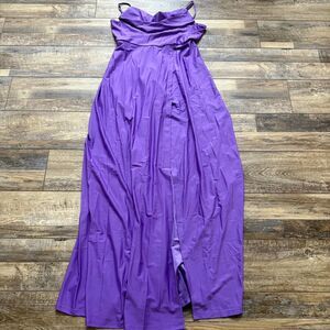 FAEREISTY Heavy Cowl Slit Long Party Event XLarge Formal Women's Purple Dress